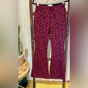 Anthropologie purple leopard print pattern high-waisted stretch flare pants Sz S